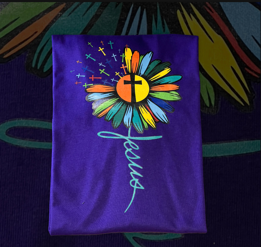 Jesus Flower Cross T-Shirt